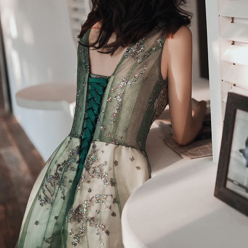 Robe De Soiree торжественное платье вечернее платье длинное Тюль аппликации бисером Abiye Gece Elbisesi Abendkleider