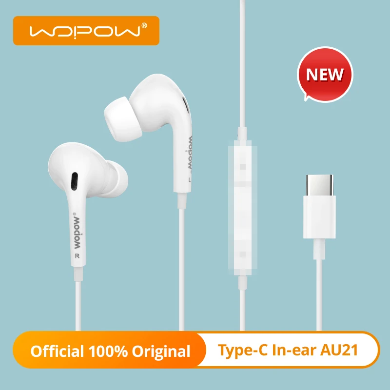 

[New] WOPOW AU21 Wired Headset with Type C Silicon In-ear Earphones with Mic Stereo Sound Widely Compatible for Wired Earphone