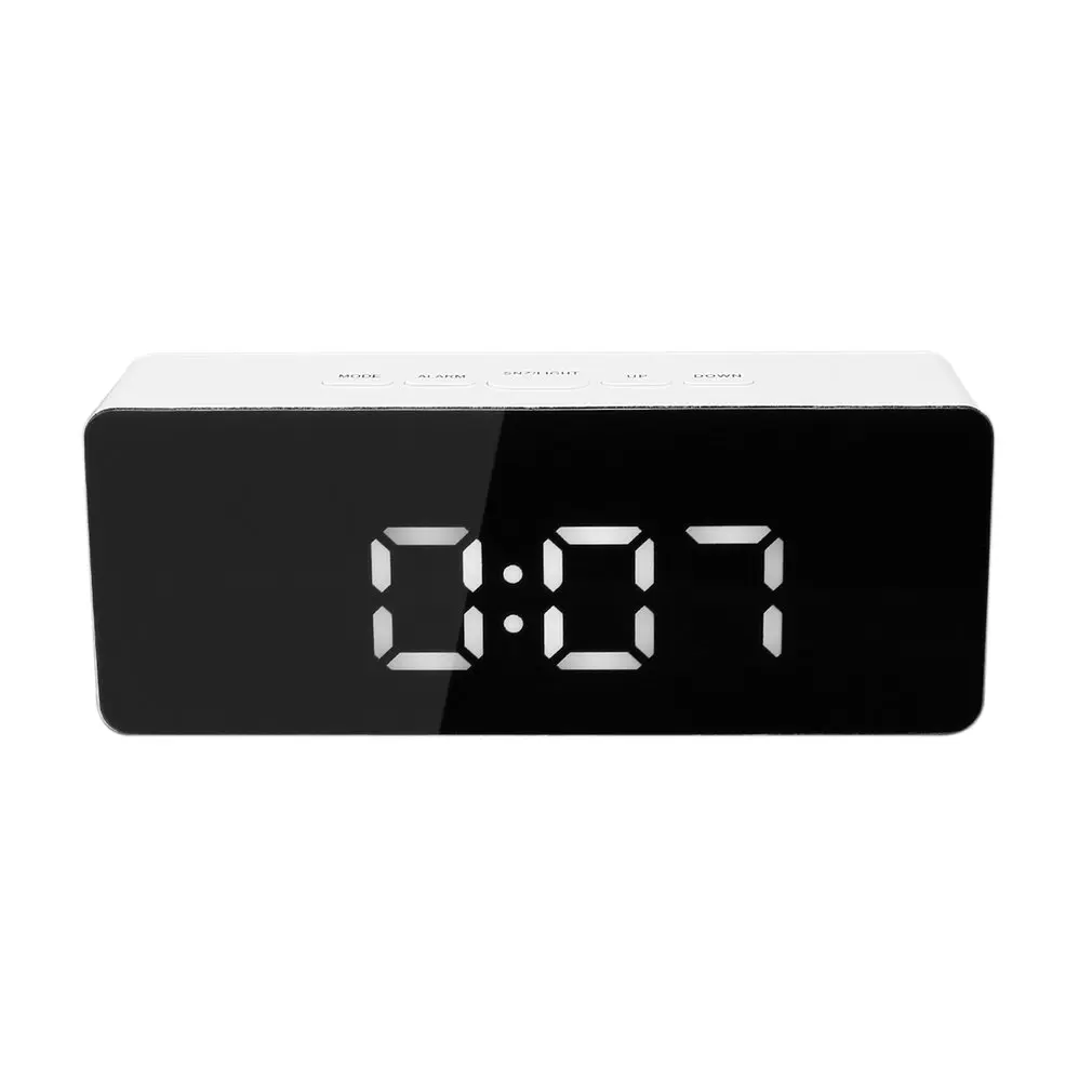 LED Mirror Alarm Clock Digital Snooze Table Clock Wake Up Light Electronic Large Time Temperature Display Home Decoration Clock
