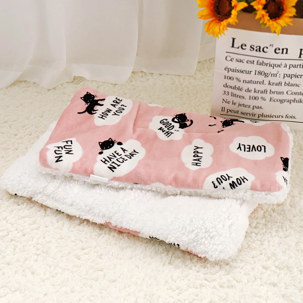 Pink Зимний коврик для кровати собаки, мягкий флис, одеяло для щенка, кошки, матрац для собак, теплая подушка для сна, питомник для маленьких, средних и больших собак - Цвет: Pink