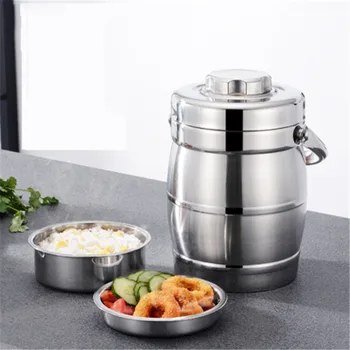 

Stainless Steel Insulation Barrel Leak-Proof Lunch Box with Handle Big Capacity Three Floors Bento Box Portable Food Container