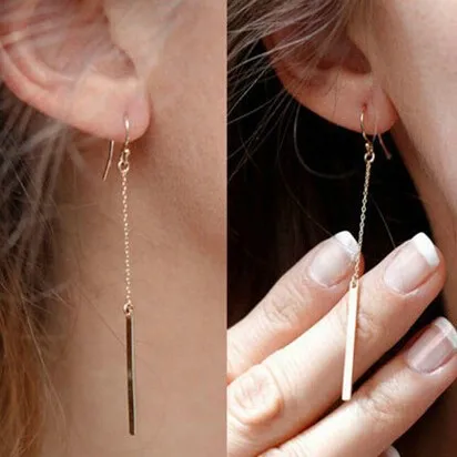 

Europe And The United States Popular Simple Street Shooting Earrings Long Paragraph Word Chain Punk Wind Ear Hook Earrings Whole