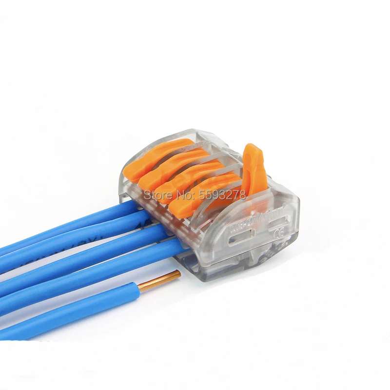 

100PCS/LOT Free Shipping Terminal-Block with Lever AWG 28-12 Wire Connector Compact 222-415 PCT-215 transparent