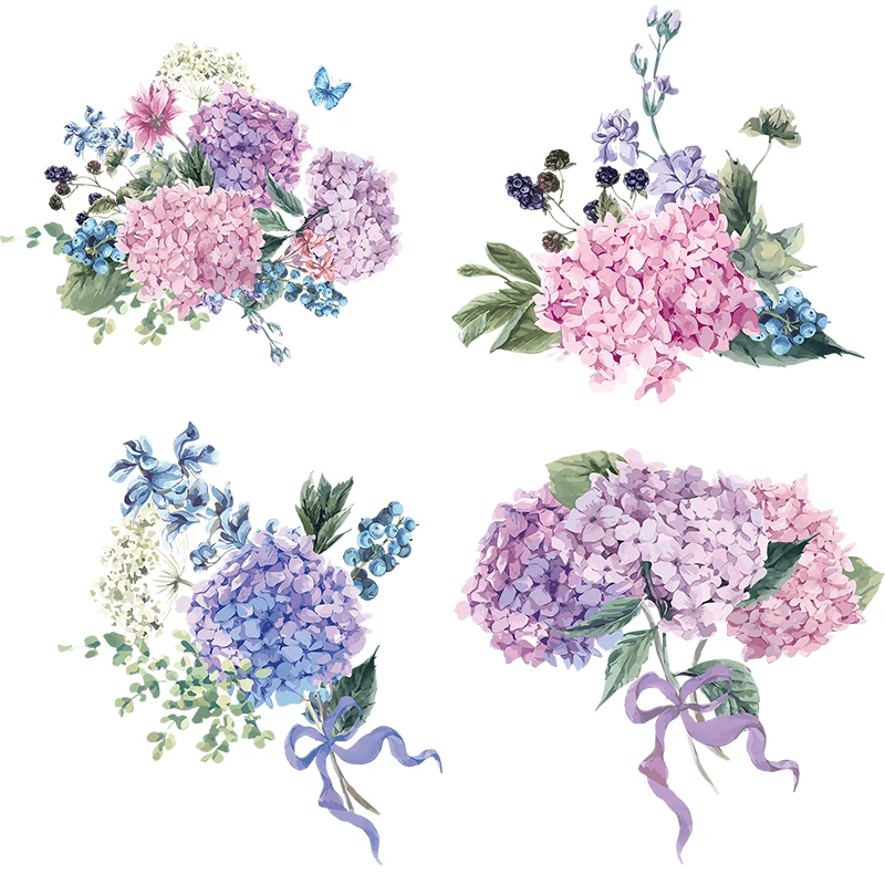 Three Ratels QCF6 Elegant Hydrangea flower Sticker Vinyl PVC Decal for House bedroom Wall Window Door Refrigerator Kitchen | Дом и сад