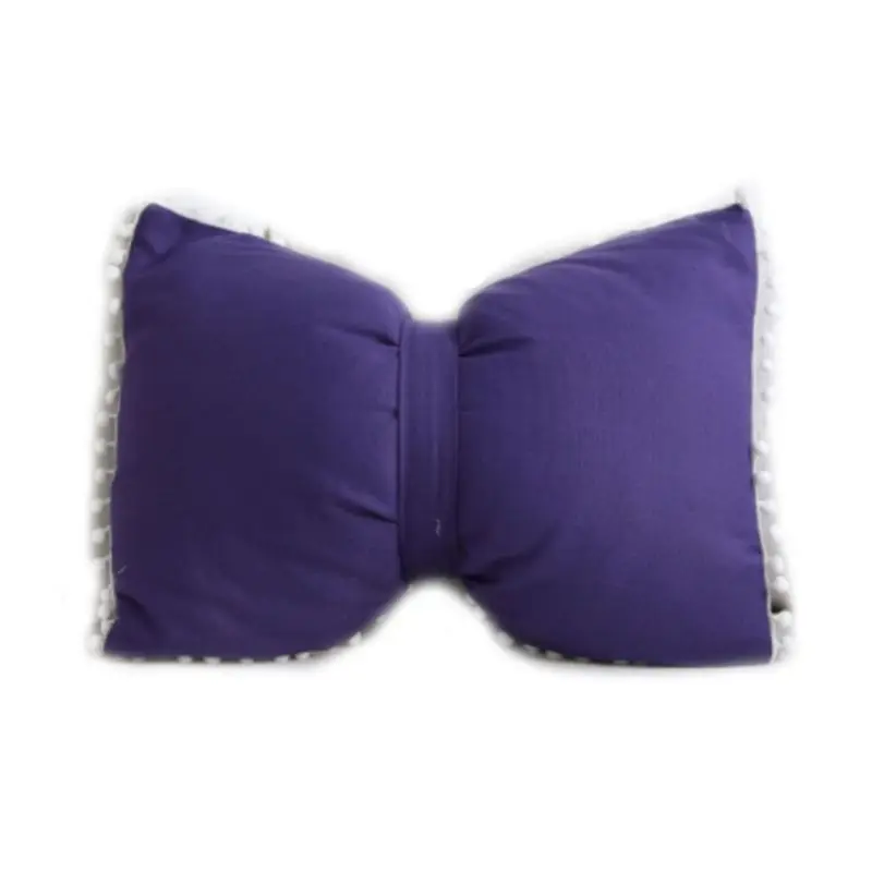 43x55CM Nordic Style Bowknot Shaped Sofa Decorative Throw Pillow Back Cushion Cute Pompom Ball Trim Home Car Decoration Gift