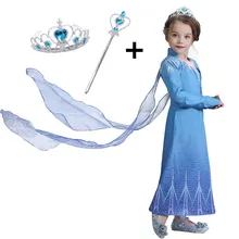 Коллекция года, маскарадный костюм Анны и Эльзы с длинными рукавами для девочек, зимнее платье принцессы, Детские вечерние платья на Хэллоуин