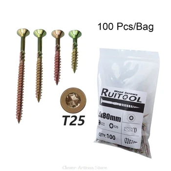 

100pcs T25 Plum Blossom Self Tapping Screws Deck Wood Binding Screw Woodworking Tool Au 20 20 Dropship