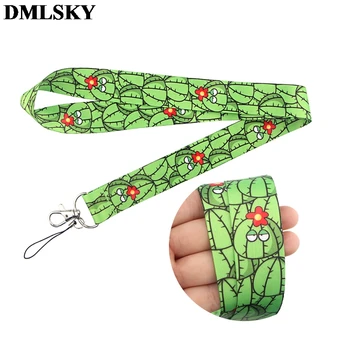 

DMLSKY 24pcs/lot Cactus plant Lanyard Keychain Lanyards for keys Badge ID Mobile Phone Rope Neck Straps Accessories Gifts M4130
