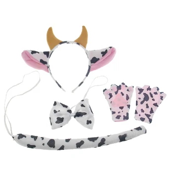 

4Pcs/Pack Easter Cow Milk Horn Ear Headband Children Adults Animal Cosplay Hair Band Birthday Party Favor Props Party Decor