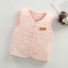 Жилет для новорожденных; сезон осень-зима; трехслойный жилет с подкладкой для мальчиков и девочек; чистый цвет; хлопковый жилет; теплый жилет