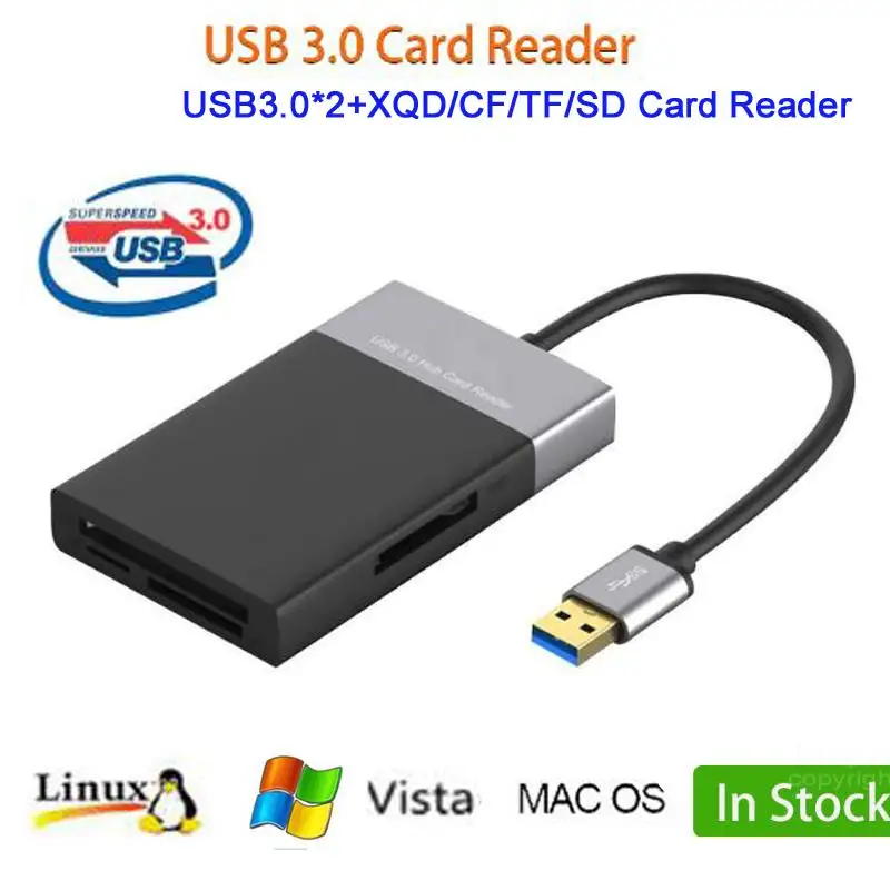 Супер Скоростной USB 3,0 XQD CF Micro SD TF кард-ридер адаптер для Windows Vista Lunux для Mac OS Бесплатный драйвер подключи и играй