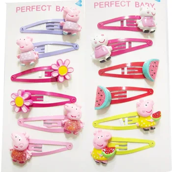 

2020 new Peppa Pig Cartoon Hairpin Girls Hair Accessories Set peppa Children's Rubber Hairpin Accessories Party girl Gifts