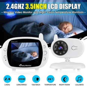 

3.5 Inch Video Baby Monitor 2.4GHz Wireless LED Security Camera IR Night Vision Intercom Two Way Audio Temperature Nanny Monitor