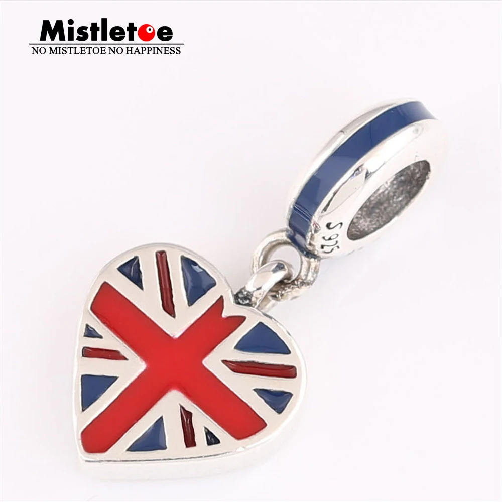 

Mistletoe 925 Sterling Silver Great Britain Flag Dangle Charm European Jewelry