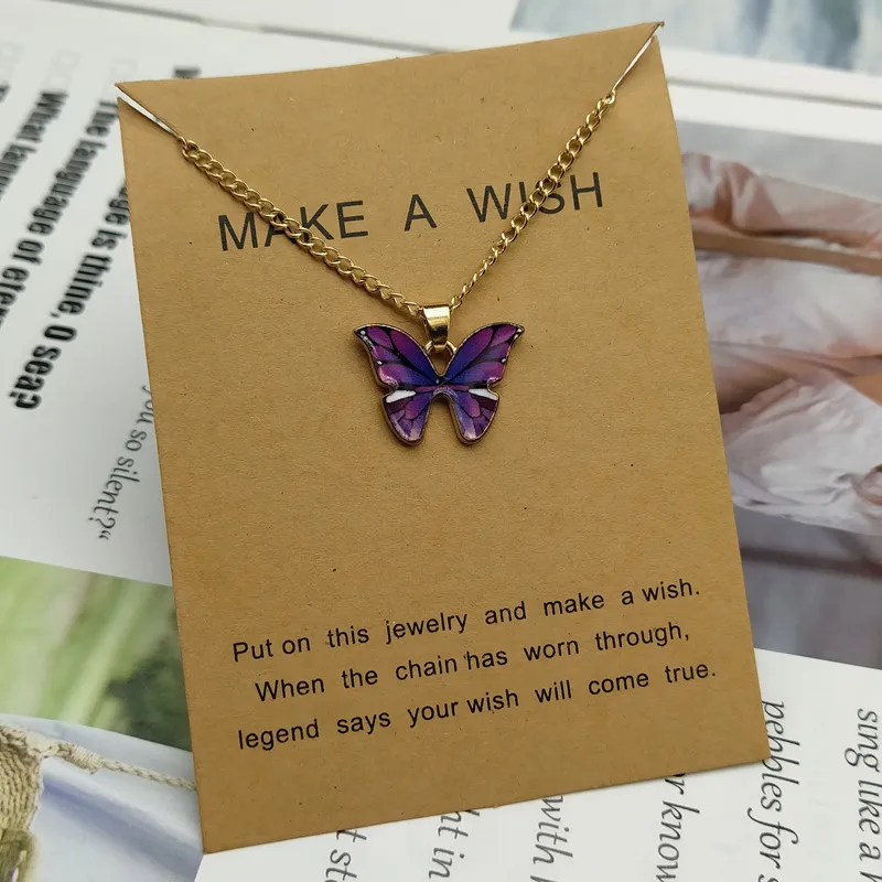 Korean Fashion Cute Butterfly Pendant Necklace for Women Golden Color Statement Necklace