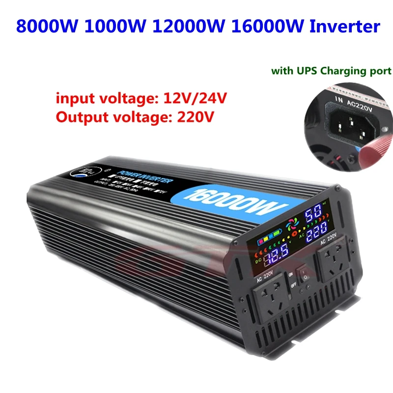DC 12V 24V к AC 220V 8000W 10000W 12000W 16000W Чистая Синусоидальная волна инвертор с цифровым дисплеем для бытовой техники