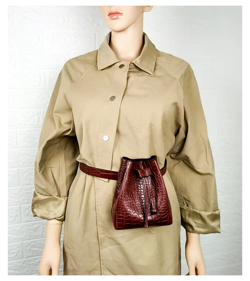 Женская поясная сумка из искусственной кожи, поясная сумка из кожи аллигатора, поясная сумка для брюк, модная женская сумка со змеиным ремнем, сумка-ведро