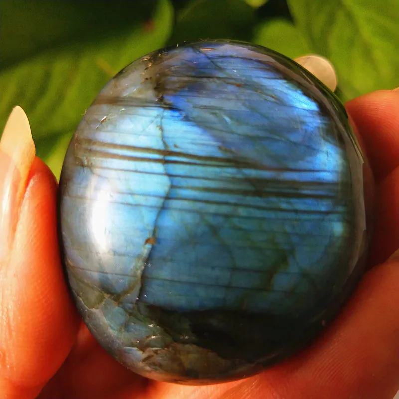 Natural labradorite stone crystal palm stones plaything healing crystals and home decoration