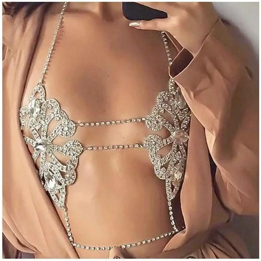 Metal Ladies Body Chain Sexy Style Hollow Bikini Ladies Breast