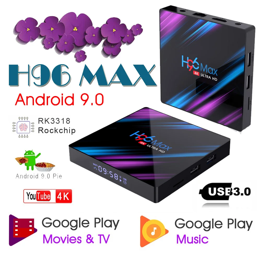 Android 9,0 tv Box H96 MAX Rockchip RK3318 4 Гб ram 32 Гб 64 Гб rom 4K Netflix Youtube потоковый медиаплеер Google Smart tv Box