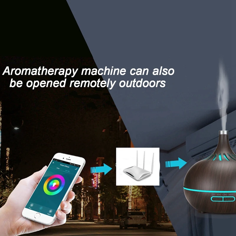 Умный WiFi увлажнитель воздуха диффузор эфирного масла работает с Alexa и Google