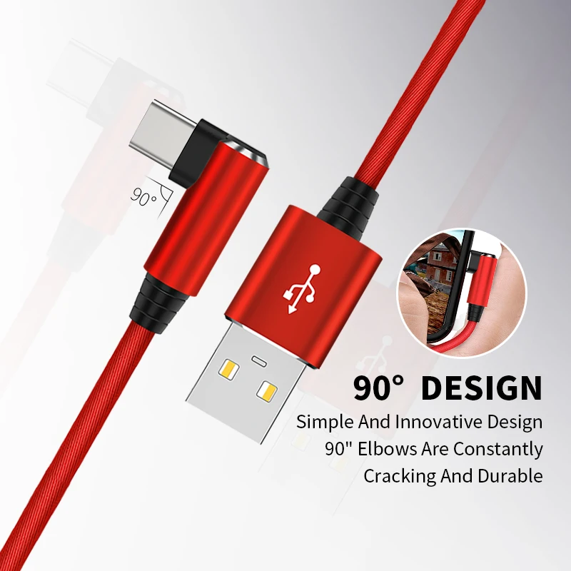 Posuger 90 градусов usb type C Быстрая зарядка USB C кабель type-c шнур для передачи данных зарядное устройство USB-C для samsung S8 S9 Note 9 8 Xiaomi mi8 mi6