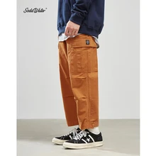 SODAWATER, свободные, подходят для мужчин, брюки карго с несколькими карманами, одноцветные, повседневные, мужские, брюки карго, хлопок, уличная одежда, мужские брюки карго 8403s