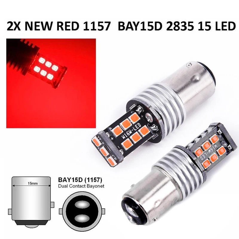 Red Brake Set Tail Light 12V 2pcs 15 LED Bulb Aluminum Canbus for BAY15D Sale High Quality | Автомобили и мотоциклы