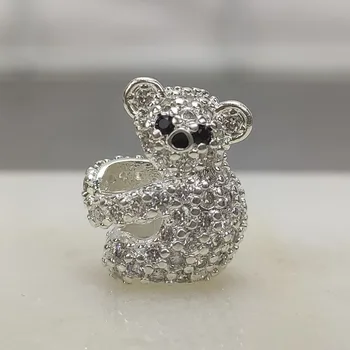 

100% 925 Sterling Silver Fashion Cute Bear Charm Beaded Fit DIY Bracelet Women Jewelry High Quality Factory Wholesale
