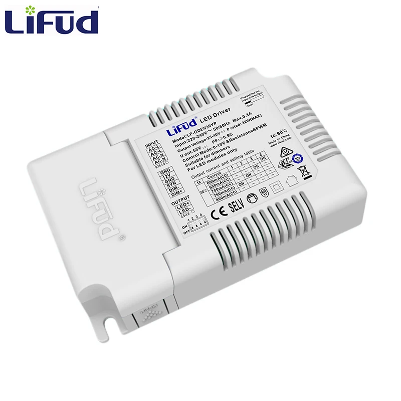 Lifud FlickerฟรีDimming LED Driver LF GDE030YP 24 32W 25 40V 600 800mA