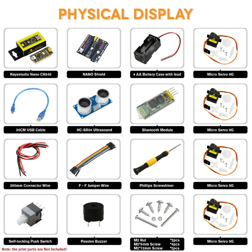 Стартовый набор Keyestudio для робота Arduino OTTO DIY (детали принтера без