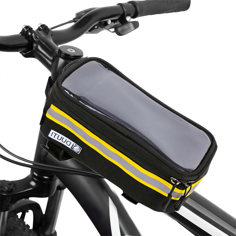 Водонепроницаемая велосипедная сумка, нейлоновая велосипедная сумка, каркасные сумки для велосипеда, Аксессуары для велосипеда, чехол 4,8 ''5,7'', велосипедные сумки на багажник - Цвет: Цвет: желтый