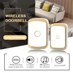 Sonnette intelligente de sécurité pour la maison, sans fil, carillons de porte, alarme, lumière LED, 36 chansons avec bouton tactile étanche 