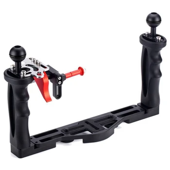 

RISE-Camera Waterproof Case Double Grip Tray Diving Cover Bracket Double Hand-Held Fill Light Arm Suitable For Canon, Sony, Niko