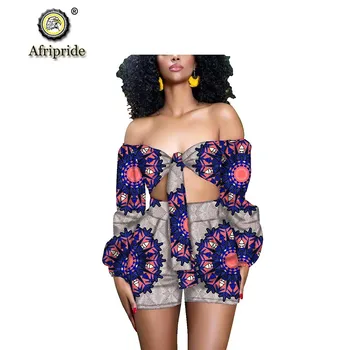 

2019 african design suits for women AFRIPRIDE print pure cotton Strapless Shorts casual plus size Party sexy club S1926002