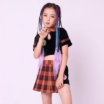 

Children Sir Dance Show Serve Girl Tide Student Navel Suit Girl Cheerleading Group Performance Clothing