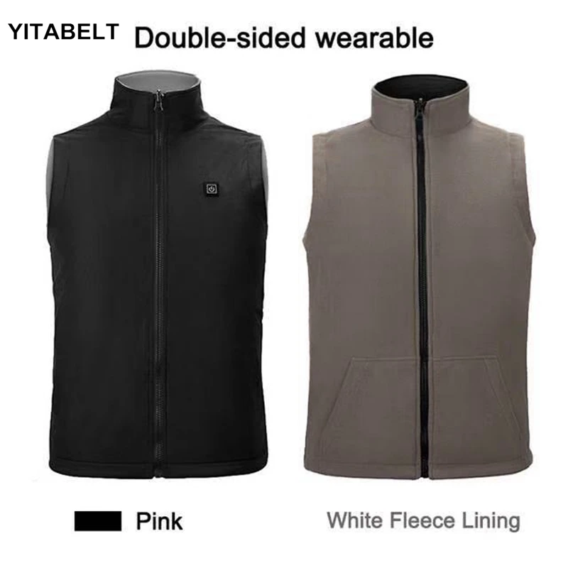 

Winter Double sided Heating Vest Men Women USB Heating Vest Winter Thermal Cloth Camping Hiking Warm Carbon Fiber Waistcoat