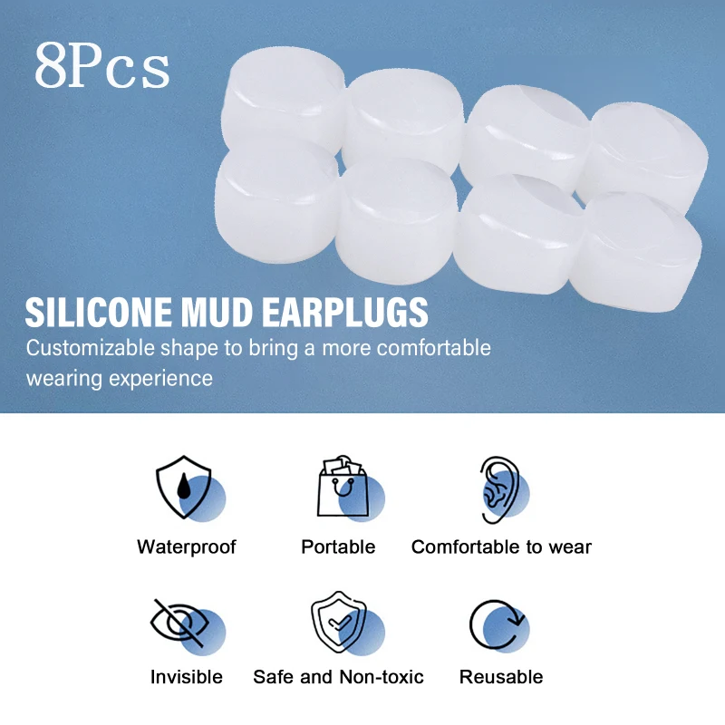 16/ 8Pcs Soft Silicone Earplugs White Noise Reduction Soundproof Earplug Waterproof Swimming Accessories Ear Plugs for Sleep 6