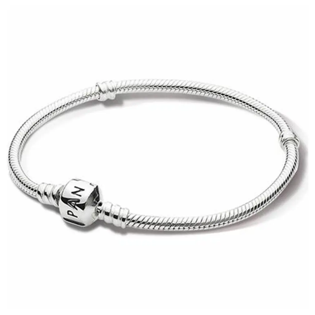 Certificate 100% Original 925 Sterling Silver Snake Chain DIY Charm Bracelet for Women Gift Silver 925 Jewelry LHB925