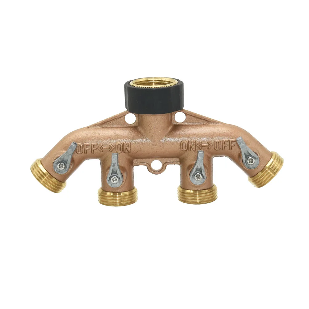 Brass 3/4 Thread 4-way Garden Tap Water Splitter Water Pipe 4 way Splitter Female 3/4 Irrigation Valve 1pcs best Watering & Irrigation Kits