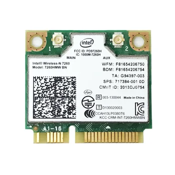 

Dual Band Wireless-AC 7260 Intel 7260HMW 7260AC 2.4G/5Ghz 802.11ac MINI PCI-E 2x2 WiFi Card Wi-Fi + Bluetooth 4.0 Wlan Adapter