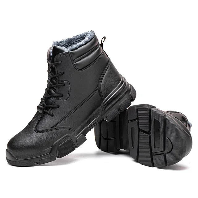 Winter Plus Velvet High-top Safety Shoes Steel Toe Cap Anti-smash Anti-stab Protection Shoes Lightweight Comfortable Work Boots safety shoes