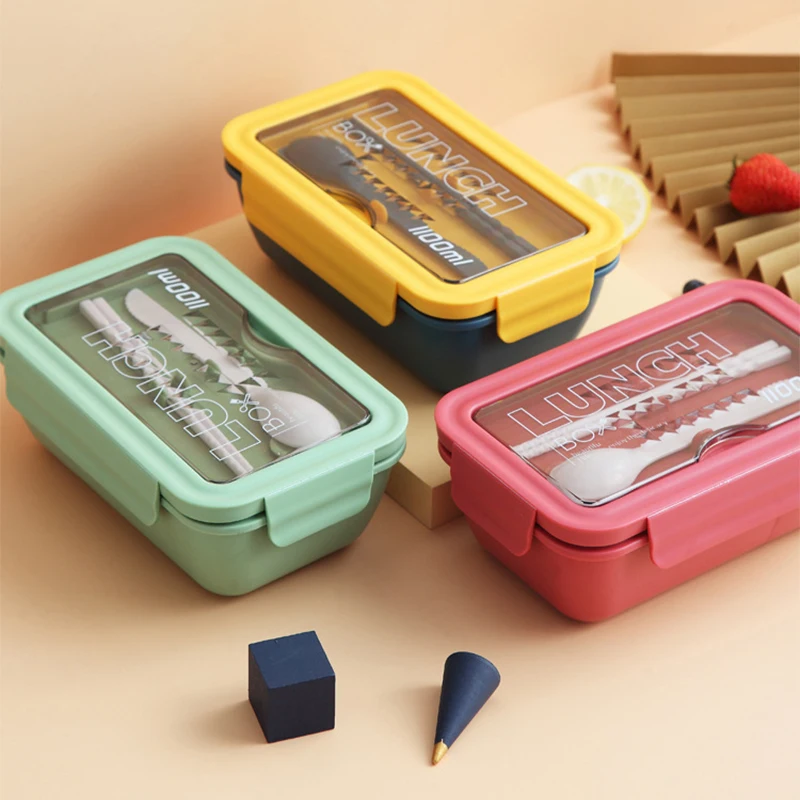 Lunch Box Bento For Student Kids Office Worker Double-Layer Microwave Heating Container Food Storage Compartment | Дом и сад