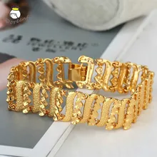 Очаровательные ювелирные изделия, мужские ювелирные изделия, панковский браслет, Снаряженная кубинская цепь, 24 K, золотой цвет, браслеты, браслет для мужчин и женщин, подарки, вечерние