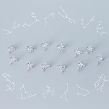 925 пробы Серебряные 12 созвездий клип серьги для женщин Персонализированные циркония ухо манжеты Femme корейский стиль ювелирные изделия подарок