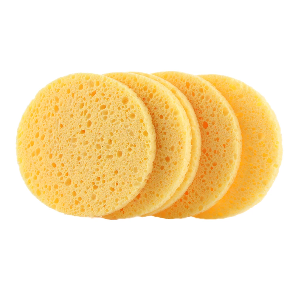 10Pcs 6/7/8/9cm Face Round Makeup Remover Puff Natural Wood Pulp Sponge Cellulose Compress Puff Facial Washing Sponge