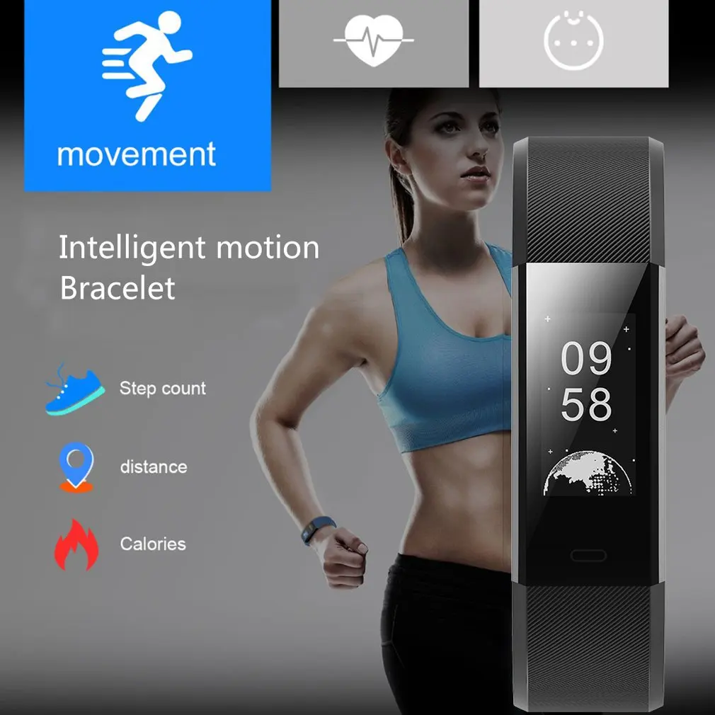 Intelligent Smart Bracelet Watch Color Screen Fitness Tracker IP67 Waterproof Heart Rate Monitor Pedometer Activity Smart Watch