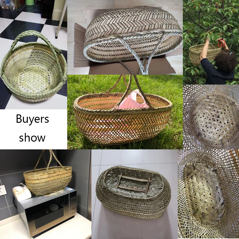 Плетеная бамбуковая корзина ручной работы плетеная большая соломенная круглая