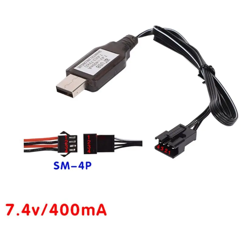 1Pc 7.4v (3.7v x2) Charger SM-4P Li-ion battery Electric RC Toys car boat USB Charge Cable Charger Adapter