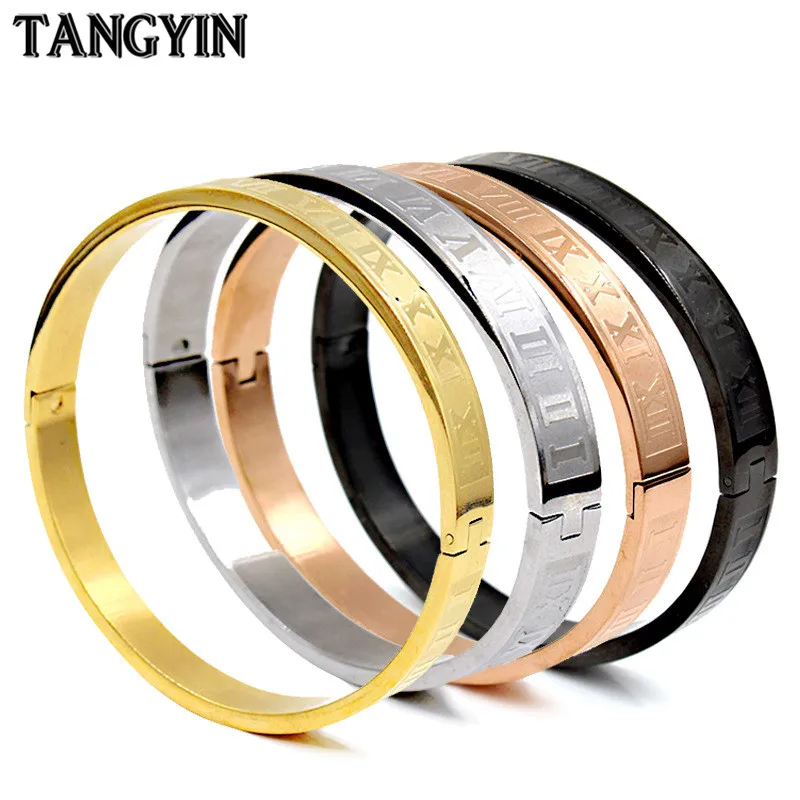 Королевский Римский браслет цифры мужской Панк Простой золотой и черный